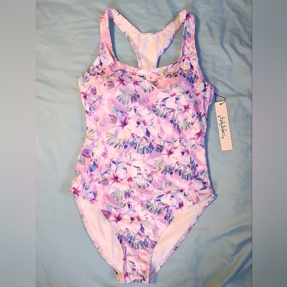 Nicole Miller Cabana Hibiscus Print one piece swimsuit - Picture 1 of 5